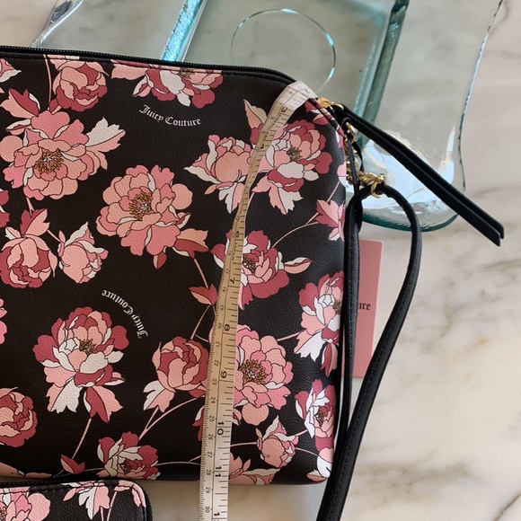 Juicy Couture matching rose black floral crossbody and matching wallet. - Picture 9 of 11